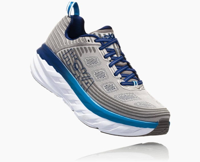 Hoka Gåsko Outlet - HOKA ONE ONE Bondi 6 Herre Sølv [NO-73DVXT]